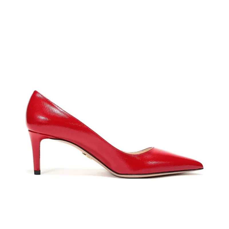 PRADA Pointed Saffiano Leather Heels 'Red' Women's-1