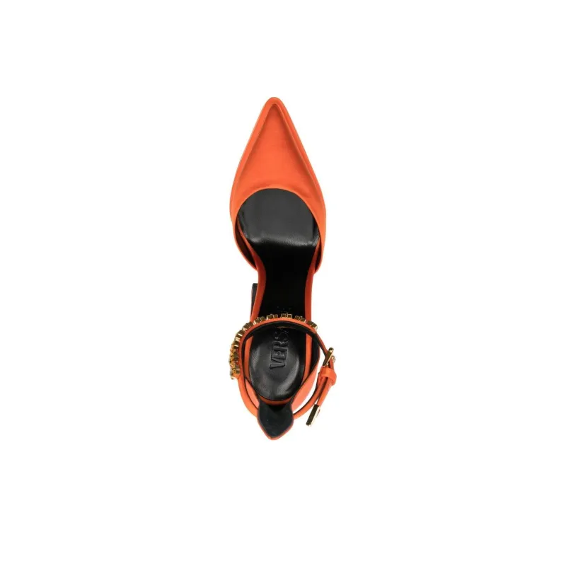VERSACE Medusa Aevitas 155mm Platform Pumps Neon Orange Satin-4