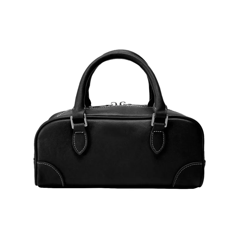 AQUASCUTUM Top Grain Cow Leather Boston Bag, Shoulder Bag, Handbag Regular Unisex Multicolor-7