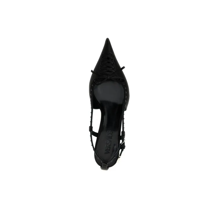 VERSACE Cone Heel High Heels 4cm Women's Black-4