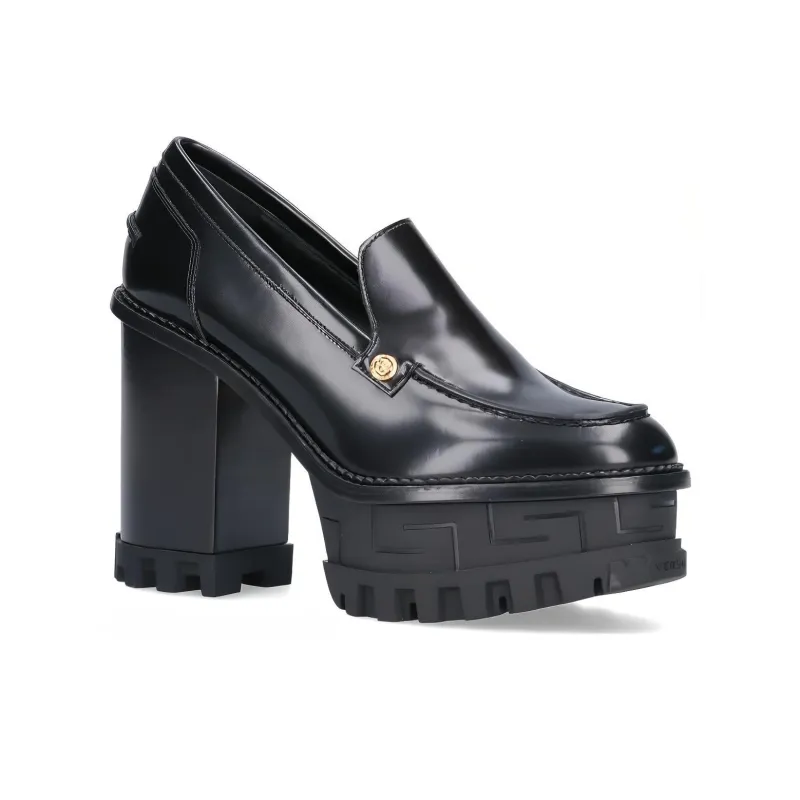 VERSACE Chunky Heel High Heels 12.5cm Women's Black-2