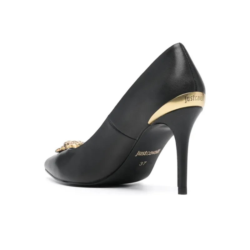 Just Cavalli Tiger Head-motif 95mm Leather Pumps-2