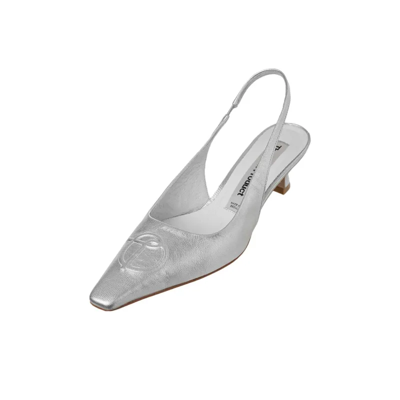Open Yy Chunky Heel High Heels 4.5cm Women's Silver-1