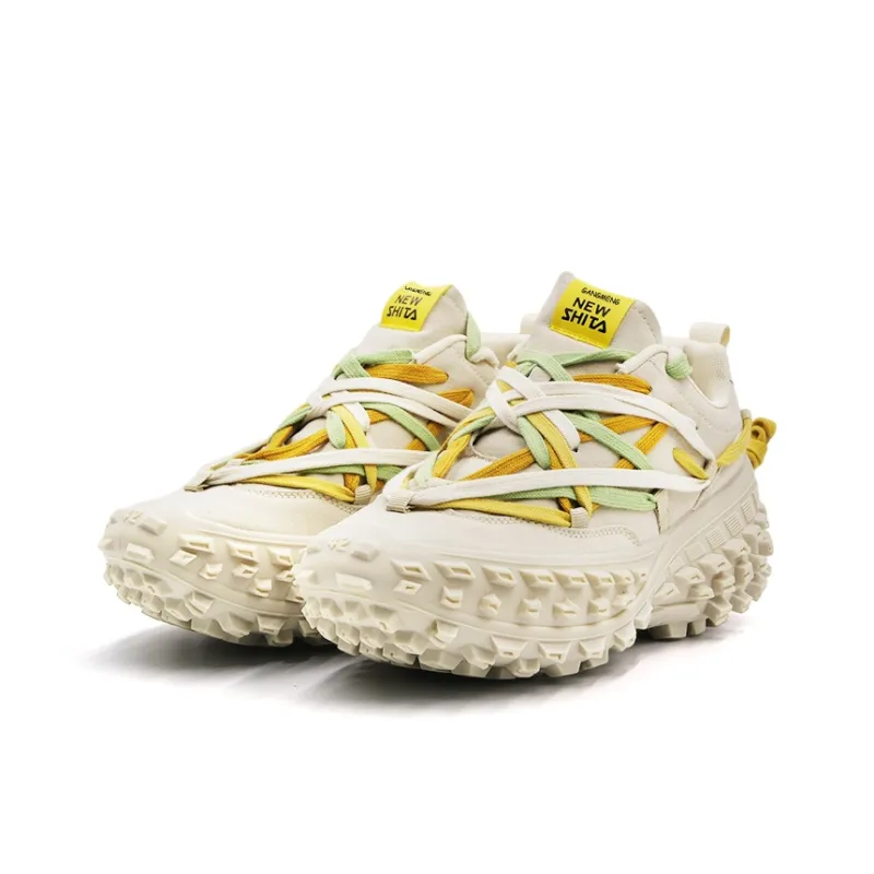Hong Kong Meng Chunky Sneakers Unisex Low Top Beige-3