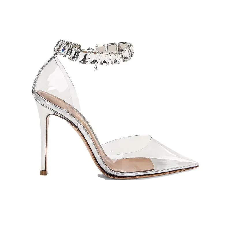 GIANVITO ROSSI Crystal-embellished Transparent Pumps-1