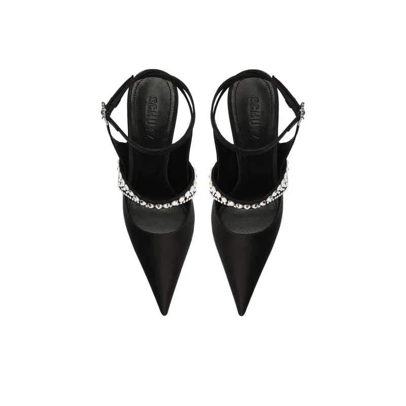 Schutz Louise Flared Heel High Heels 10cm Women's Black-4