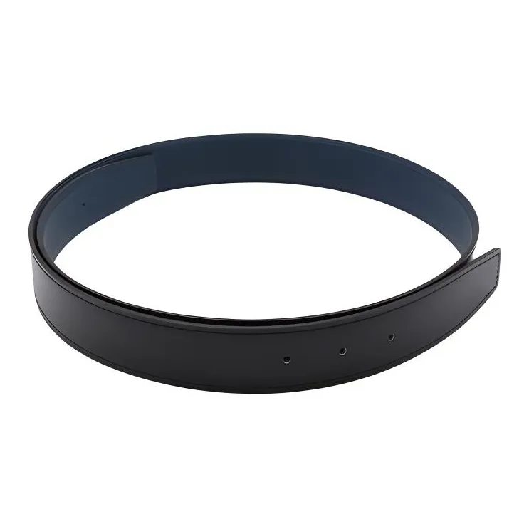 HERMES Brass Calfskin Leather Belts Men's Black/Blue Width  3.2CM-2