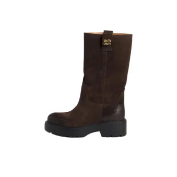 MIU MIU Suede Ankle Boots Women's Dark Brown