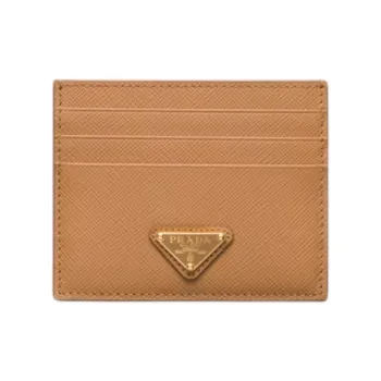PRADA Calfskin Card Holder Women's Natural