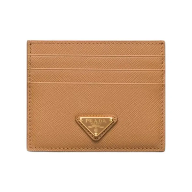 PRADA Calfskin Card Holder Women's Natural-0