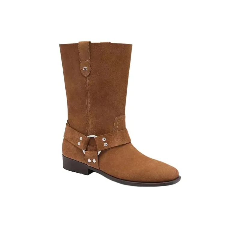 COACH Signature Ankle Boots 3cm Women's Coconut Brown-2
