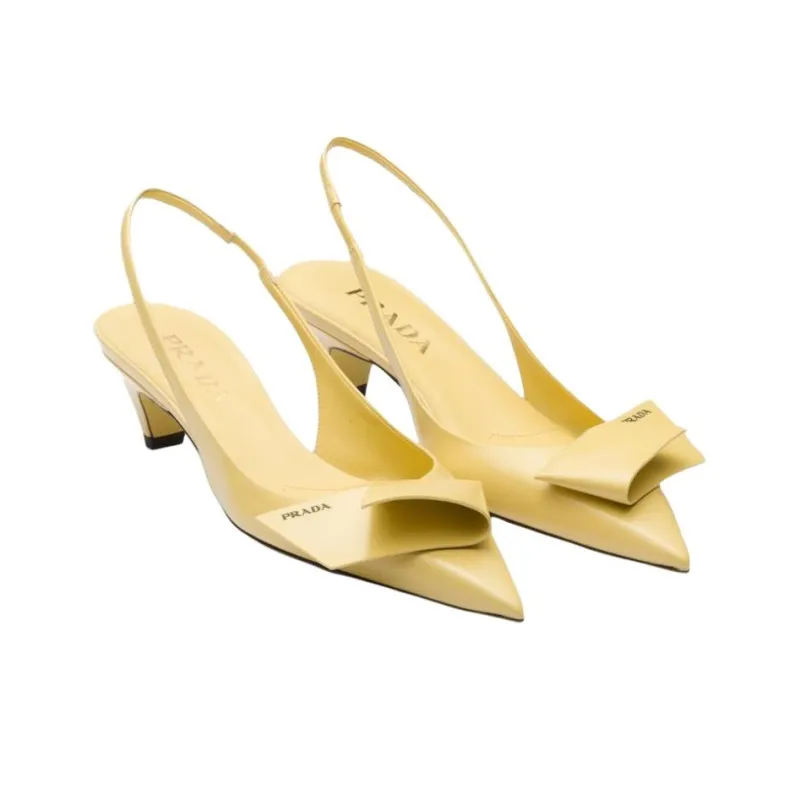 PRADA 45mm Bow-appliqué Slingback Pumps-4