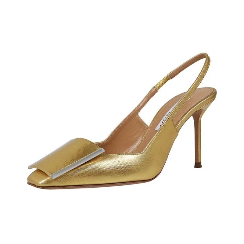 AQUAZZURA 100mm Metallic-leather Pumps-2