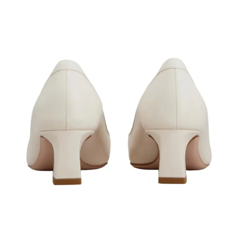 Roger Vivier Trompette Block Heel High Heels 4.5cm Women's Cream White-4