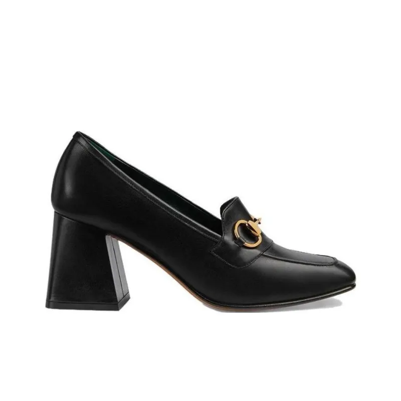 GUCCI Chunky Heel High Heels 3.5cm Women's Black-1