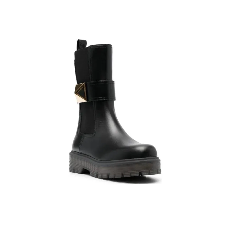 Valentino Garavani One Stud Round Toe Ankle Boots Women's-3