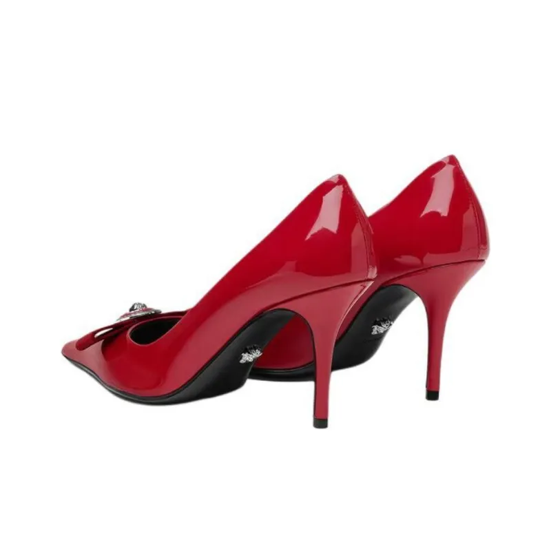 VERSACE Medusa '95 Gianni Slim Heel High Heels 8.5cm Women's Red-4