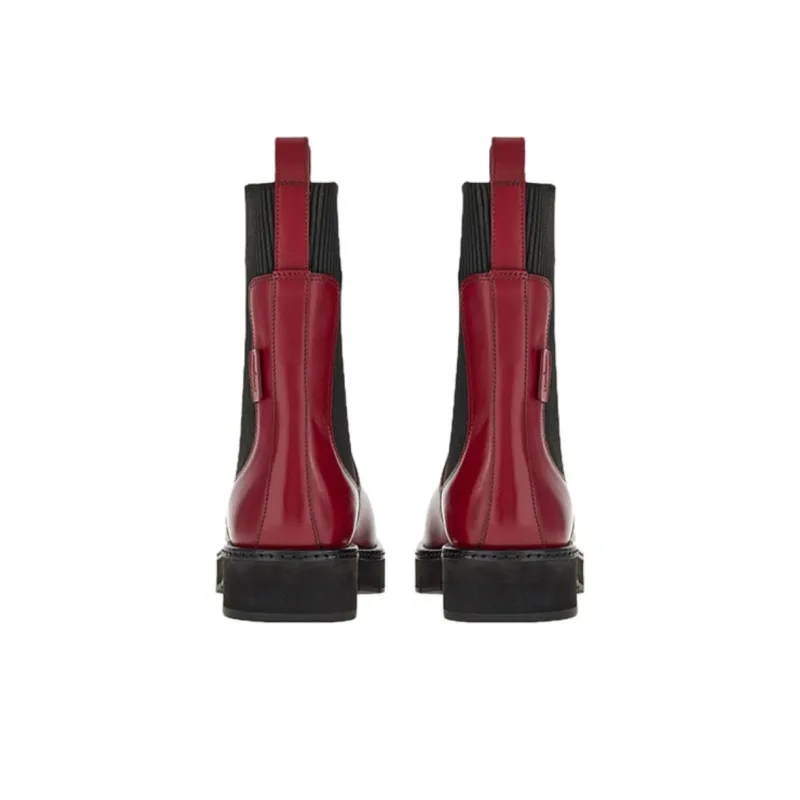 FERRAGAMO Short Chelsea Boots Women's Red Black-4