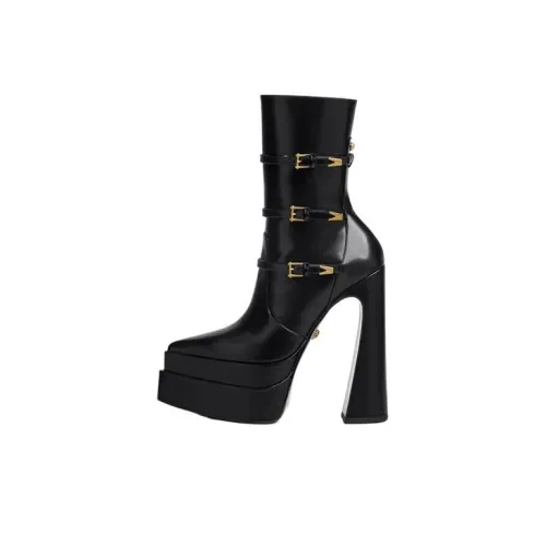 VERSACE Medusa Aevitas 165mm Pointy Platform outlet Black Patent Leather