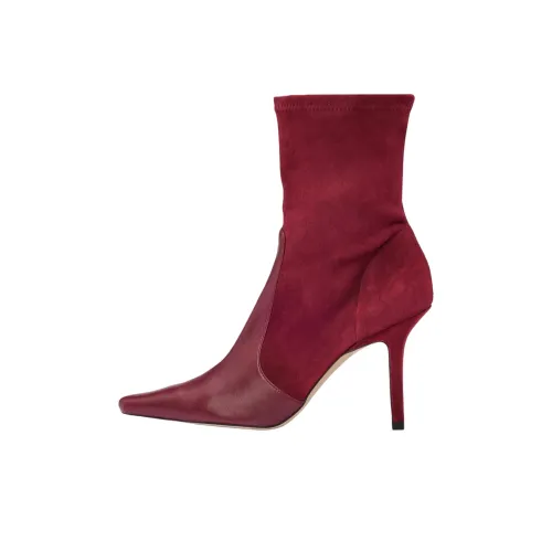 HUGO BOSS Ankle Boots 9cm Women's Deep Red