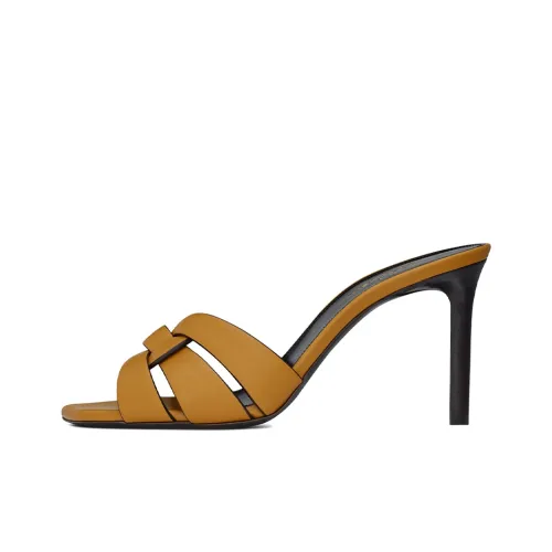 SAINT LAURENT Tribute Slim Heel Slide Slippers Women's Yellow