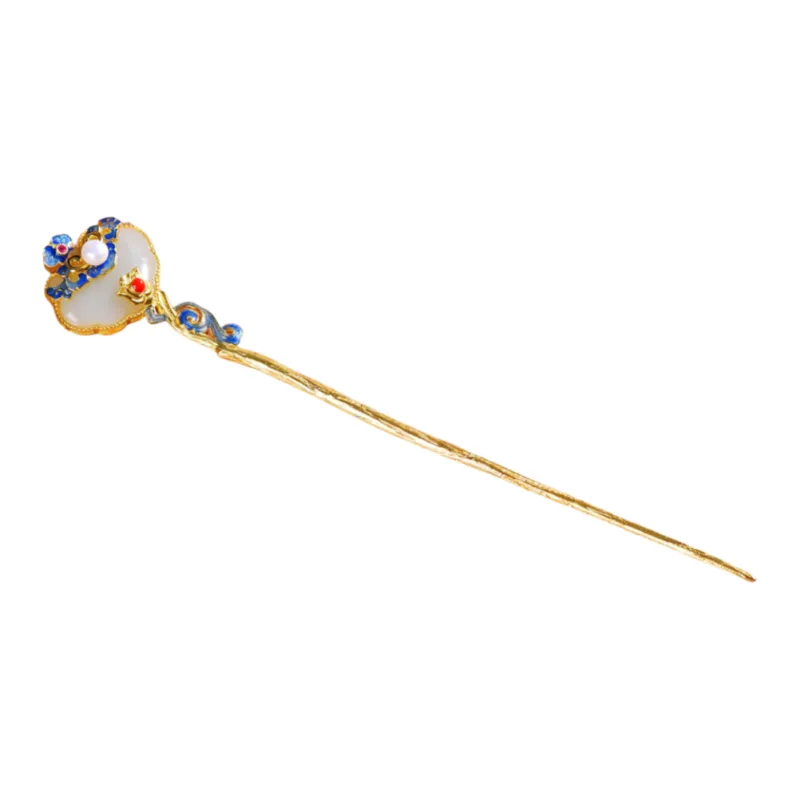 Jade Charm Yao Hetian Jade Hairpin White Jade/Pale Greenish-White Jade Women's-0