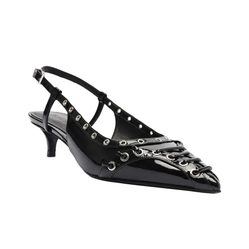Schutz Ruth Mid Slim Heel High Heels 4cm Women's Black-2