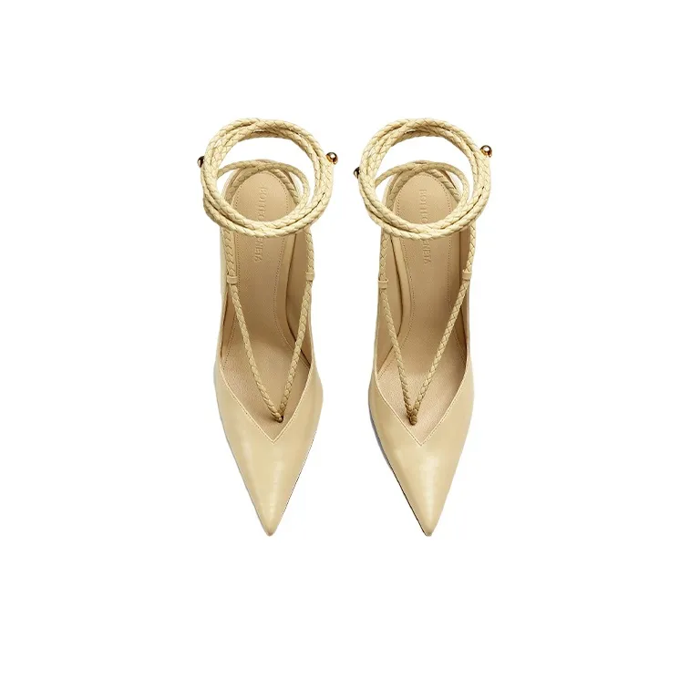 Bottega Veneta Slim Heel High Heels 10cm Women's Beige-3