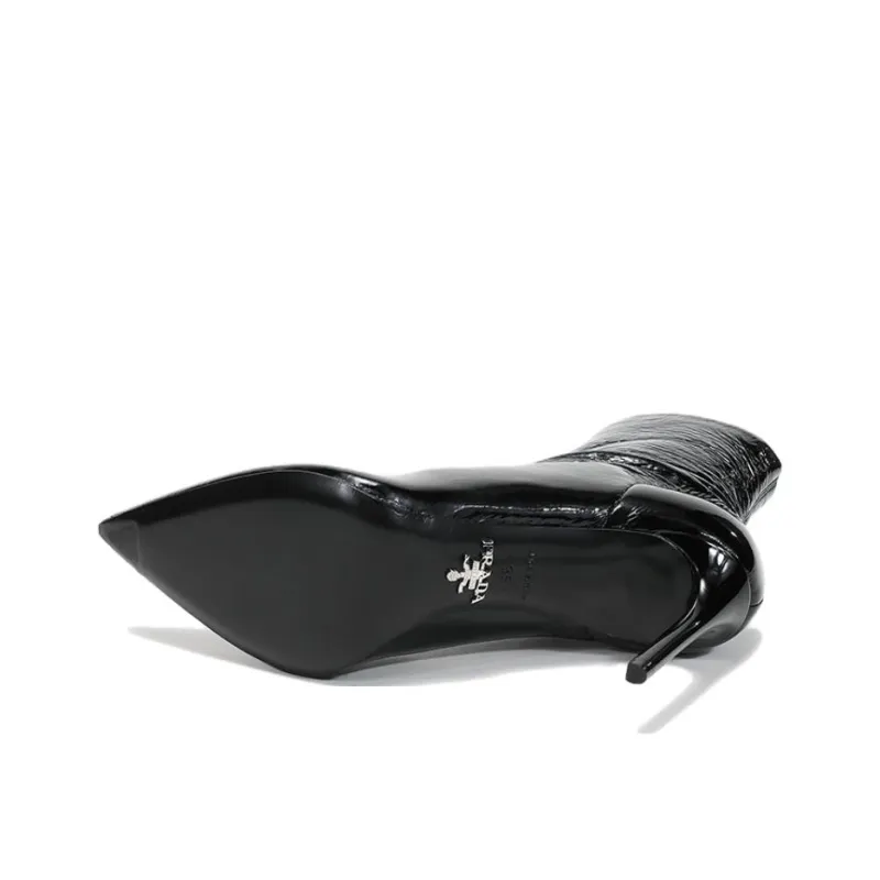 PRADA 90mm Patent Leather Effect Ankle Boots 'Black' Women's-5