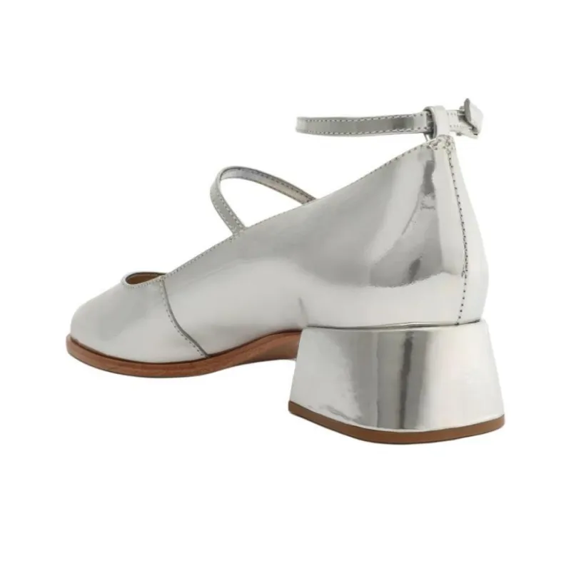Schutz Dorothy Chunky Heel High Heels 4cm Women's Silver-3