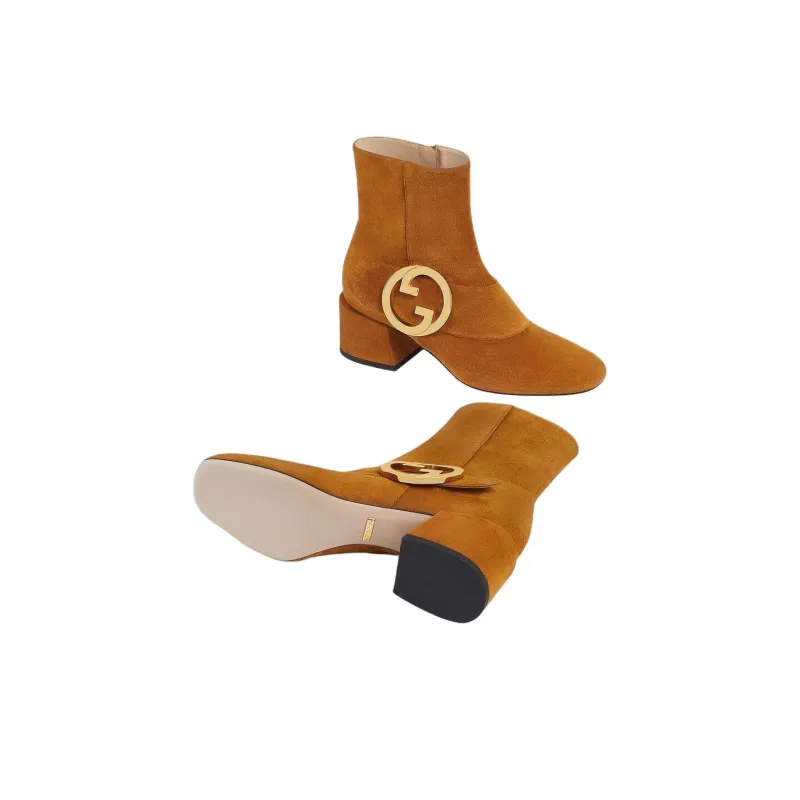 GUCCI Blondie Ankle Boots Women's Brown-4