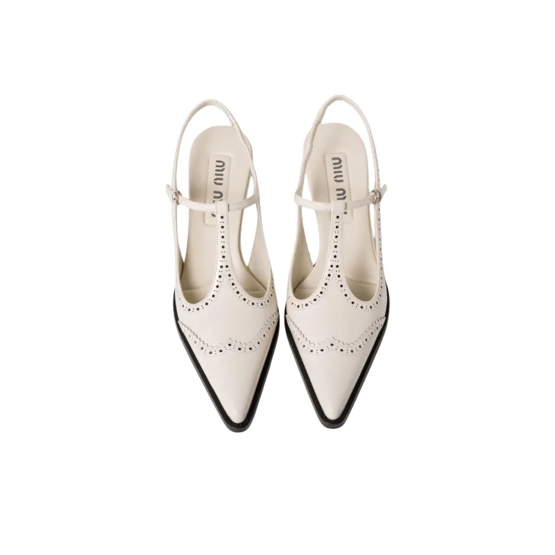 MIU MIU Block Heel High Heels 3.5cm Women's White-3