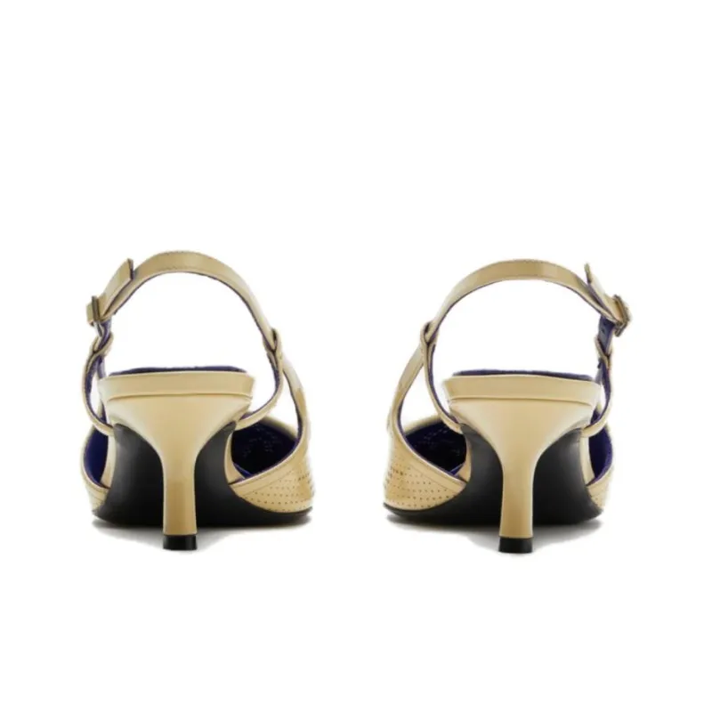 Burberry Chisel Slim Heel High Heels 5cm Women's Yellow Narcissus-3