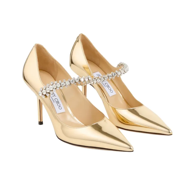 Jimmy Choo Bing Slim Heel High Heels 8.5cm Women's Gold-1