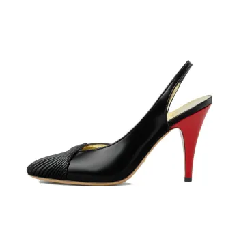 GUCCI Slingback Leather Pumps Black Women's
