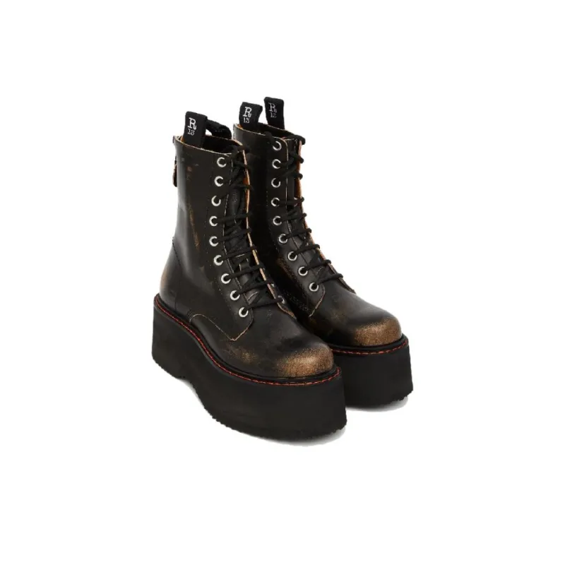 R13 Ankle Boots 5cm Women's Black Gold-4