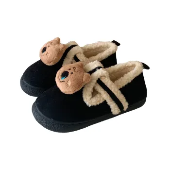 SHIGUDE Cotton Slippers Unisex Black