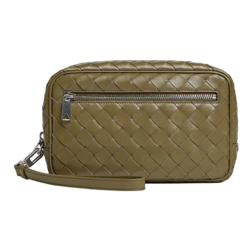 Bottega Veneta Intrecciato Calfskin Clutch Small Size Men's Algae