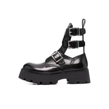 Alexander McQueen Buckled Ankle Boot Black Women's