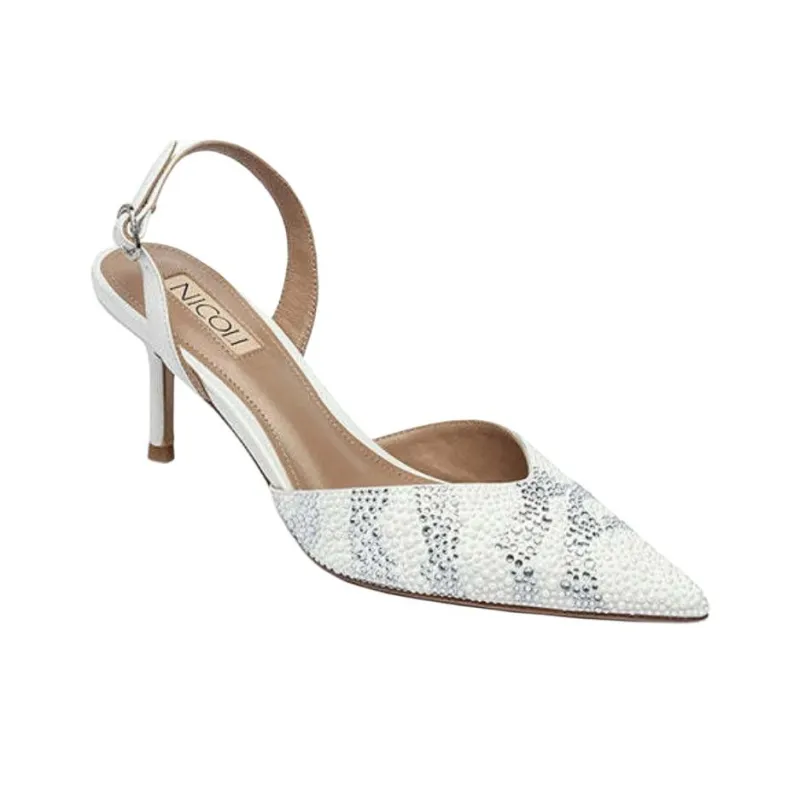 NICOLI Messina Slim Heel High Heels 7cm Women's White-3