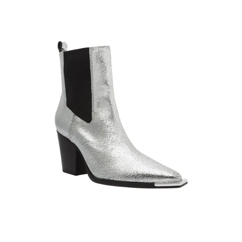 Schutz Short Chelsea Boots 8.3cm Women's Silver-2