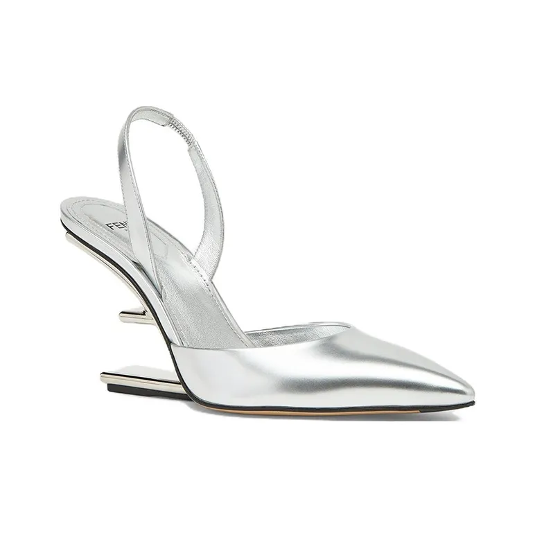 FENDI First High Heels Women's Silver-2
