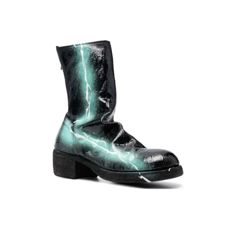 GUIDI Paint-splatter Ankle Boots-2