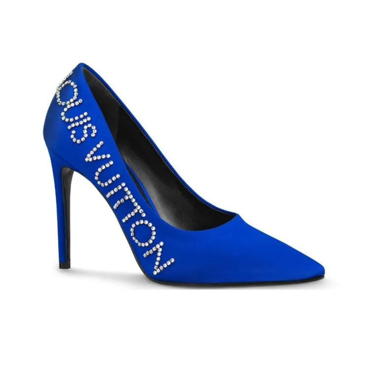 LOUIS VUITTON Call Back Slim Heel High Heels 10.5cm Women's Blue-1