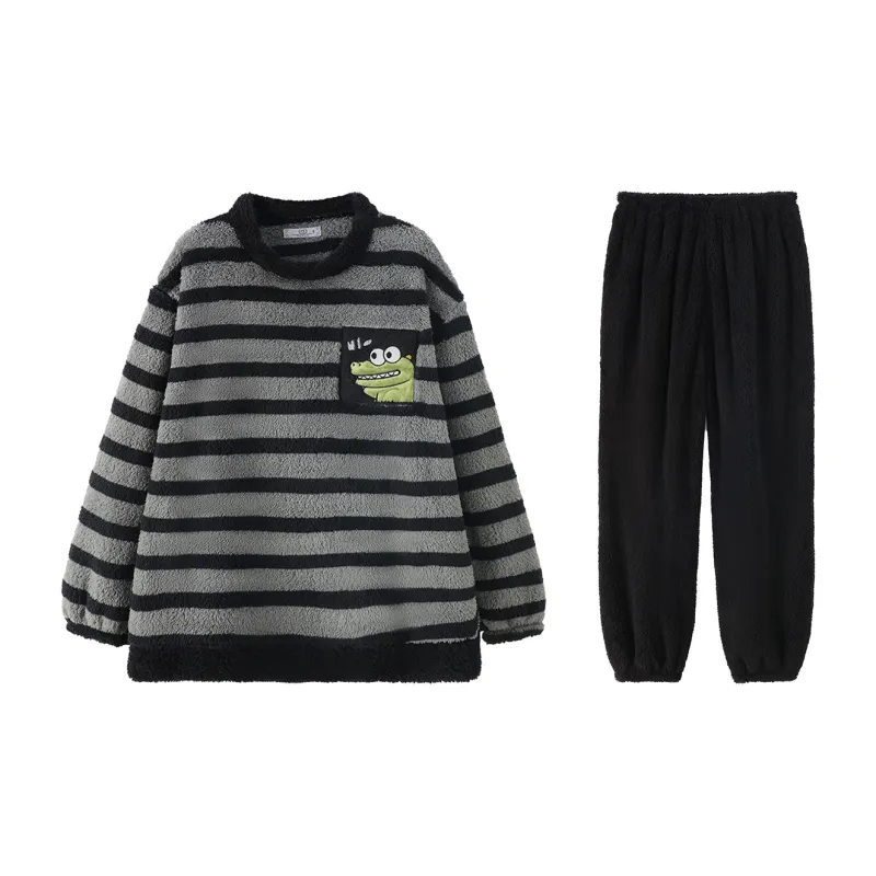 Qiao Ni Tong Pajama Set Men's Black Gray Color-0