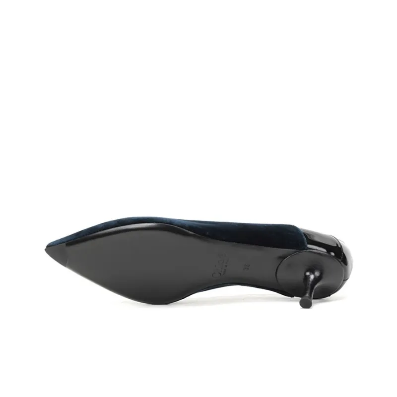 Chloe Lauren Slim Heel High Heels Women's Blue Black-5