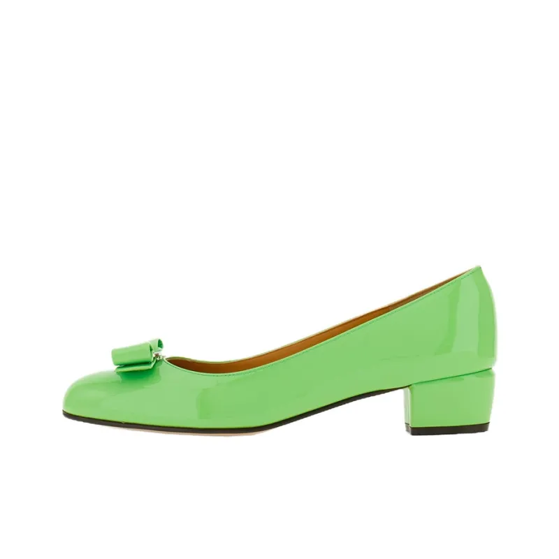 FERRAGAMO Vara Chunky Heel High Heels 3cm Women's Green-0
