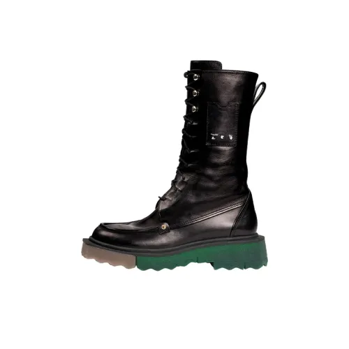 OFF WHITE Sponge Combat Boot Black Green Women's