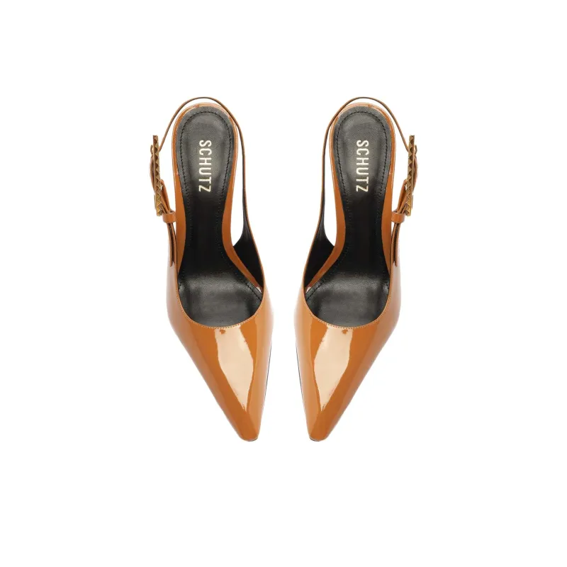Schutz Ciara Slim Heel High Heels 10.5cm Women's Brown-4