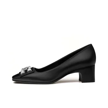 HERMES Delicate Chunky Heel High Heels 5cm Women's Black